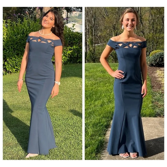 Chiara Boni La Petite Robe Blue Artico Tessie Gown Size 42 US 6 Mermaid Bodycon - Picture 2 of 16